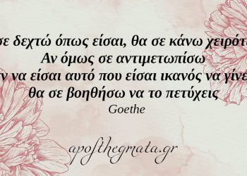 “Αν σε δεχτώ όπως είσαι, θα σε κάνω χειρότερο. Αν όμως σε αντιμετωπίσω σαν να είσαι αυτό που είσαι ικανός να γίνεις, θα σε βοηθήσω να το πετύχεις.” – Γκαίτε