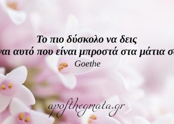 “Το πιο δύσκολο να δεις είναι αυτό που είναι μπροστά στα μάτια σου.” – Γκαίτε
