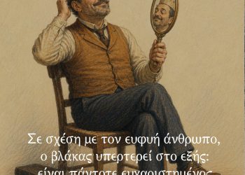 Σε σχέση με τον ευφυή άνθρωπο, ο βλάκας υπερτερεί στο εξής: είναι πάντοτε ευχαριστημένος με τον εαυτό του. - Ναπολέων