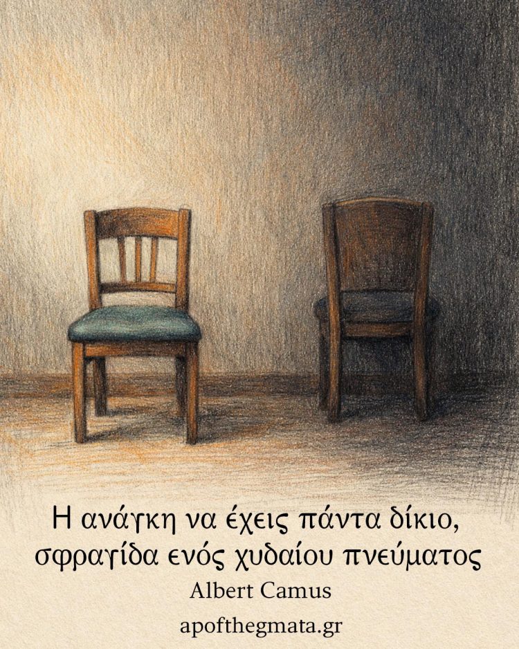 Η ανάγκη να έχεις πάντα δίκιο, σφραγίδα ενός χυδαίου πνεύματος
