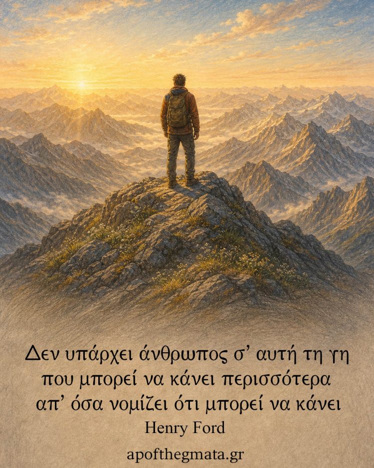 Δεν υπάρχει άνθρωπος σ αυτή τη γη που μπορεί να κάνει περισσότερα απ όσα νομίζει ότι μπορεί να κάνει