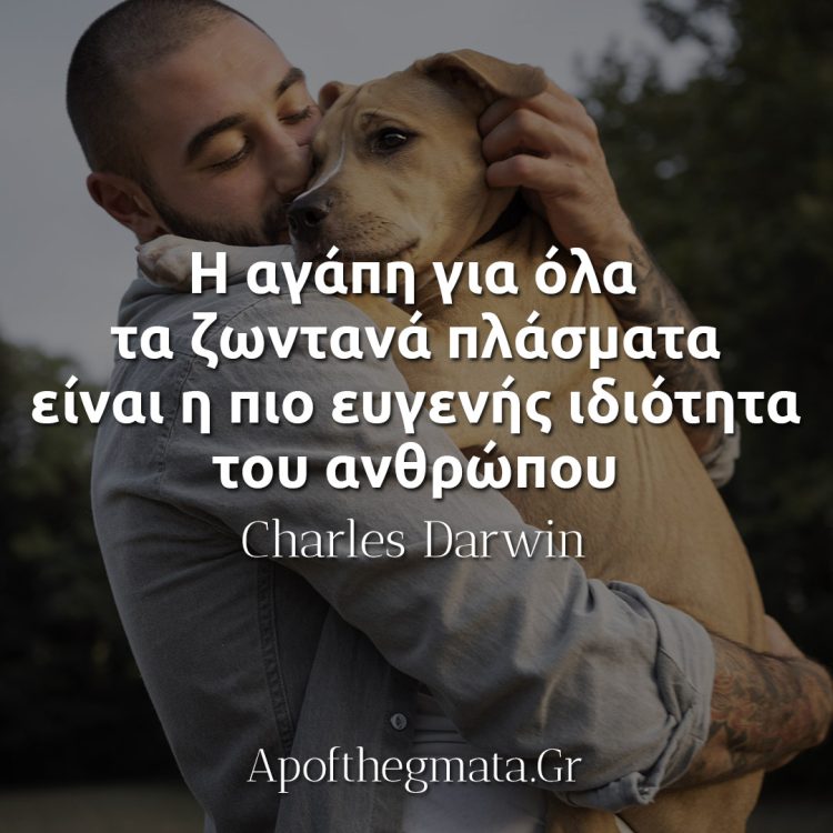 Η αγάπη για όλα τα ζωντανά πλάσματα είναι η πιο ευγενής ιδιότητα του ανθρώπου - Δαρβίνος