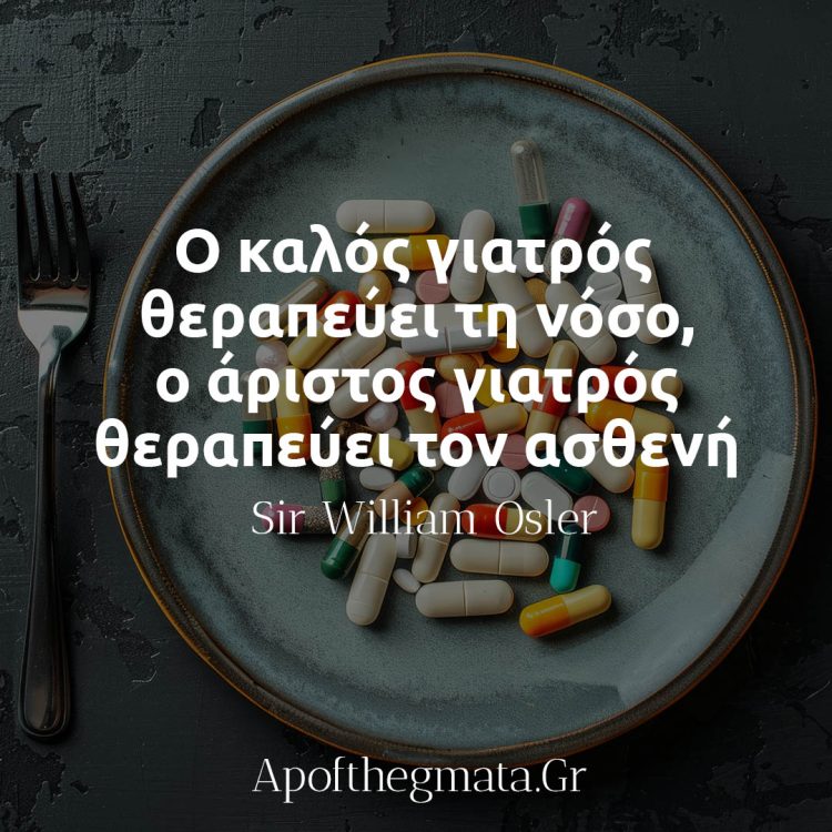 Ο καλός γιατρός θεραπεύει τη νόσο, ο άριστος γιατρός θεραπεύει τον ασθενή απόφθεγμα γιατρός