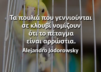 Τα πουλιά που γεννιούνται σε κλουβί νομίζουν ότι το πέταγμα είναι αρρώστια Χοδορόφσκι αποφθέγματα