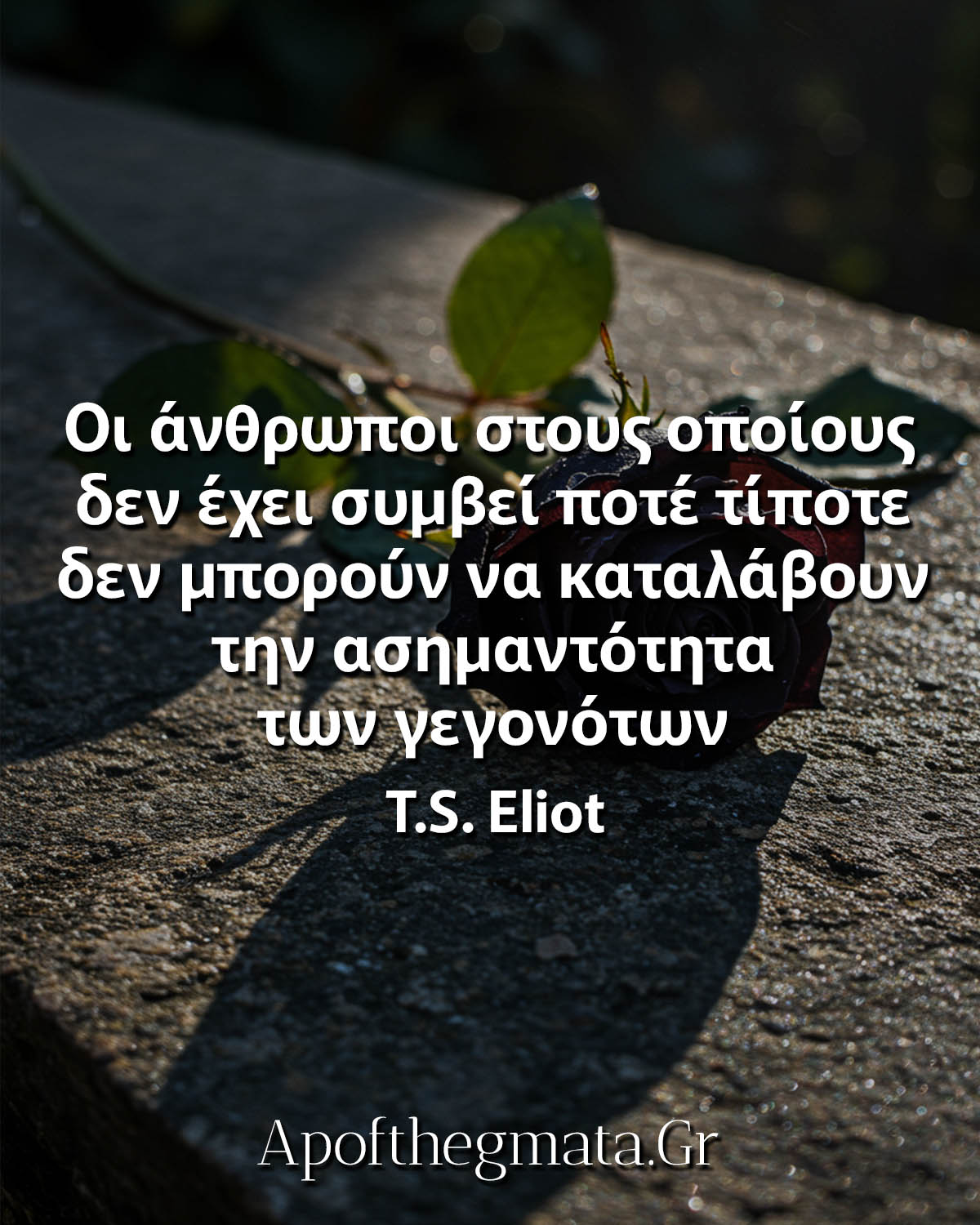 Οι άνθρωποι στους οποίους δεν έχει συμβεί ποτέ τίποτε δεν μπορούν να καταλάβουν την ασημαντότητα των γεγονότων ρητά έλιοτ