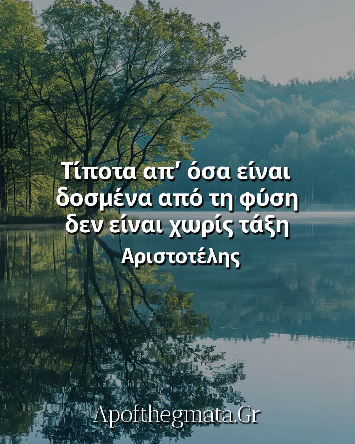 Τίποτα απ’ όσα είναι δοσμένα από τη φύση δεν είναι χωρίς τάξη - Αριστοτέλης
