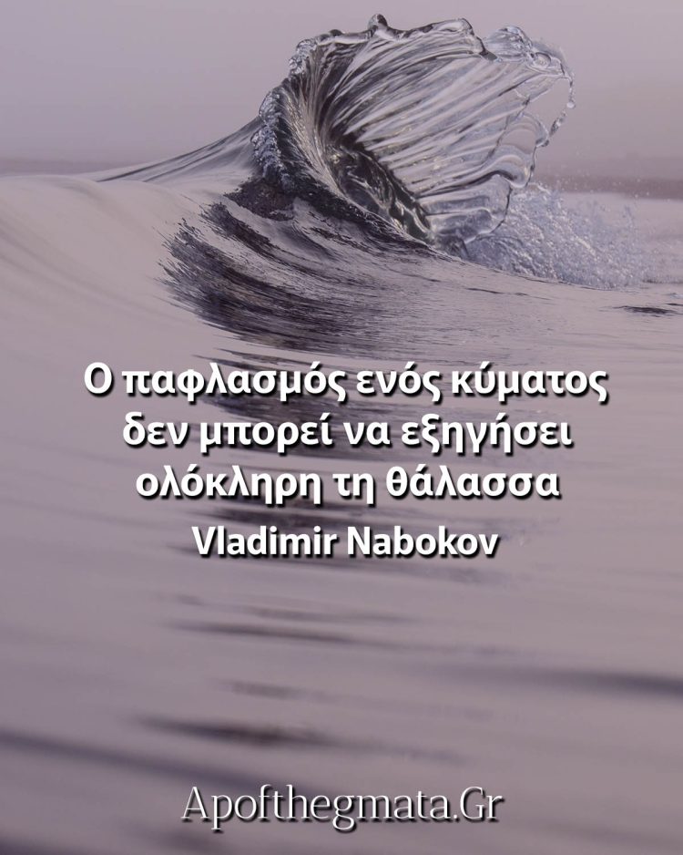 Ο παφλασμός ενός κύματος δεν μπορεί να εξηγήσει ολόκληρη τη θάλασσα - Vladimir Nabokov