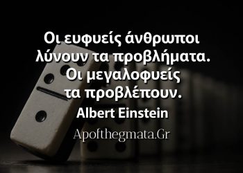 Οι ευφυείς άνθρωποι λύνουν τα προβλήματα. Οι μεγαλοφυείς τα προβλέπουν. - Albert Einstein