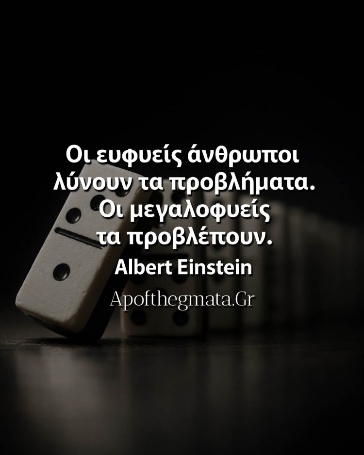 Οι ευφυείς άνθρωποι λύνουν τα προβλήματα. Οι μεγαλοφυείς τα προβλέπουν. - Albert Einstein