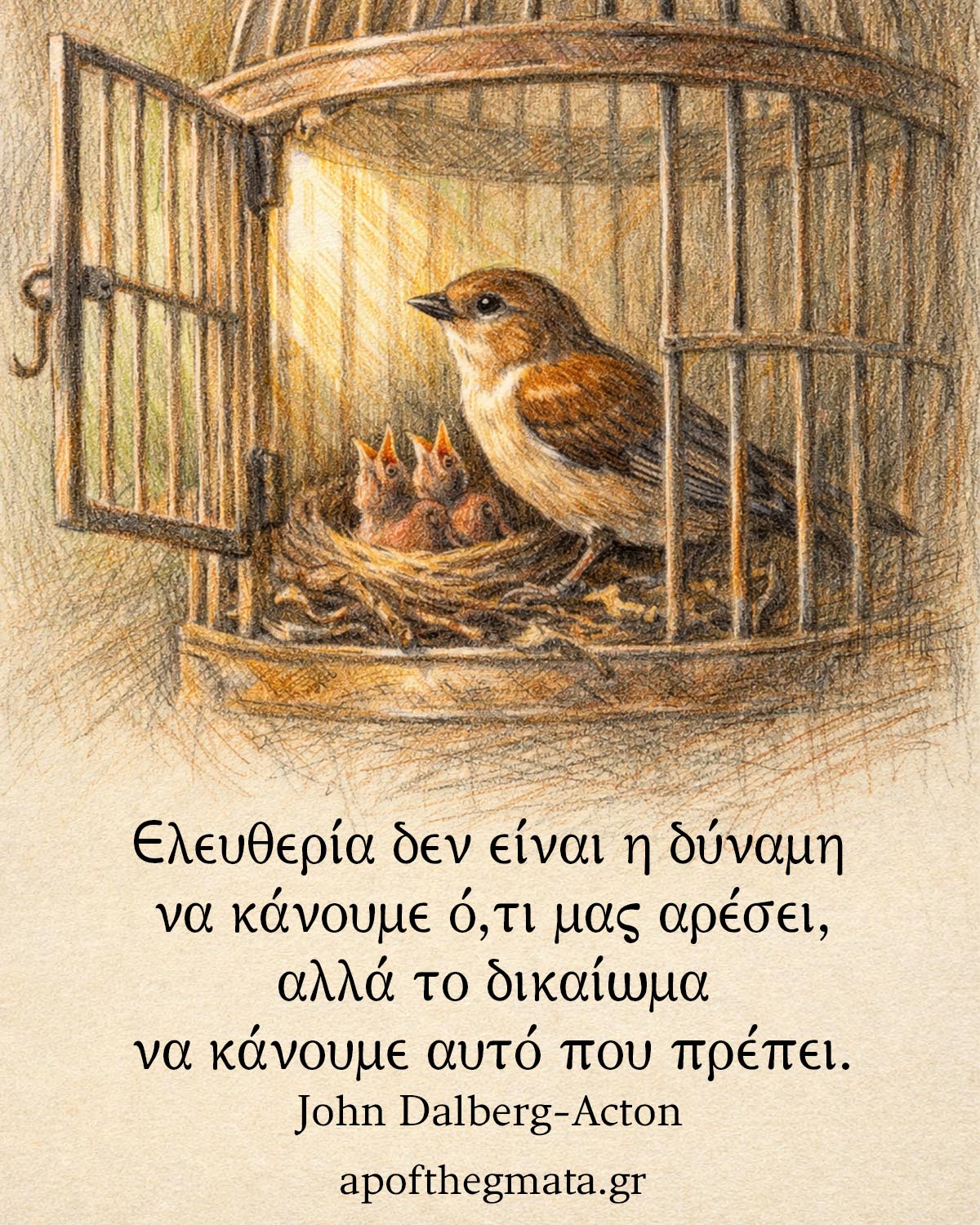 Ελευθερία δεν είναι η δύναμη να κάνουμε ό,τι μας αρέσει, αλλά το δικαίωμα να κάνουμε αυτό που πρέπει - John Dalberg-Acton