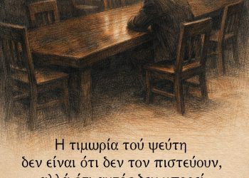 Η τιμωρία τού ψεύτη δεν είναι ότι δεν τον πιστεύουν, αλλά ότι αυτός δεν μπορεί να πιστέψει κανέναν - George Bernard Shaw