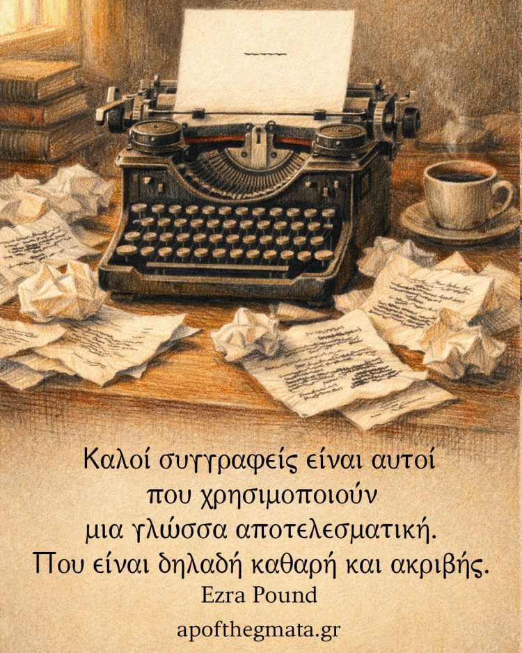 Καλοί συγγραφείς είναι αυτοί που χρησιμοποιούν μια γλώσσα αποτελεσματική. Που είναι δηλαδή καθαρή και ακριβής. - Ezra Pound
