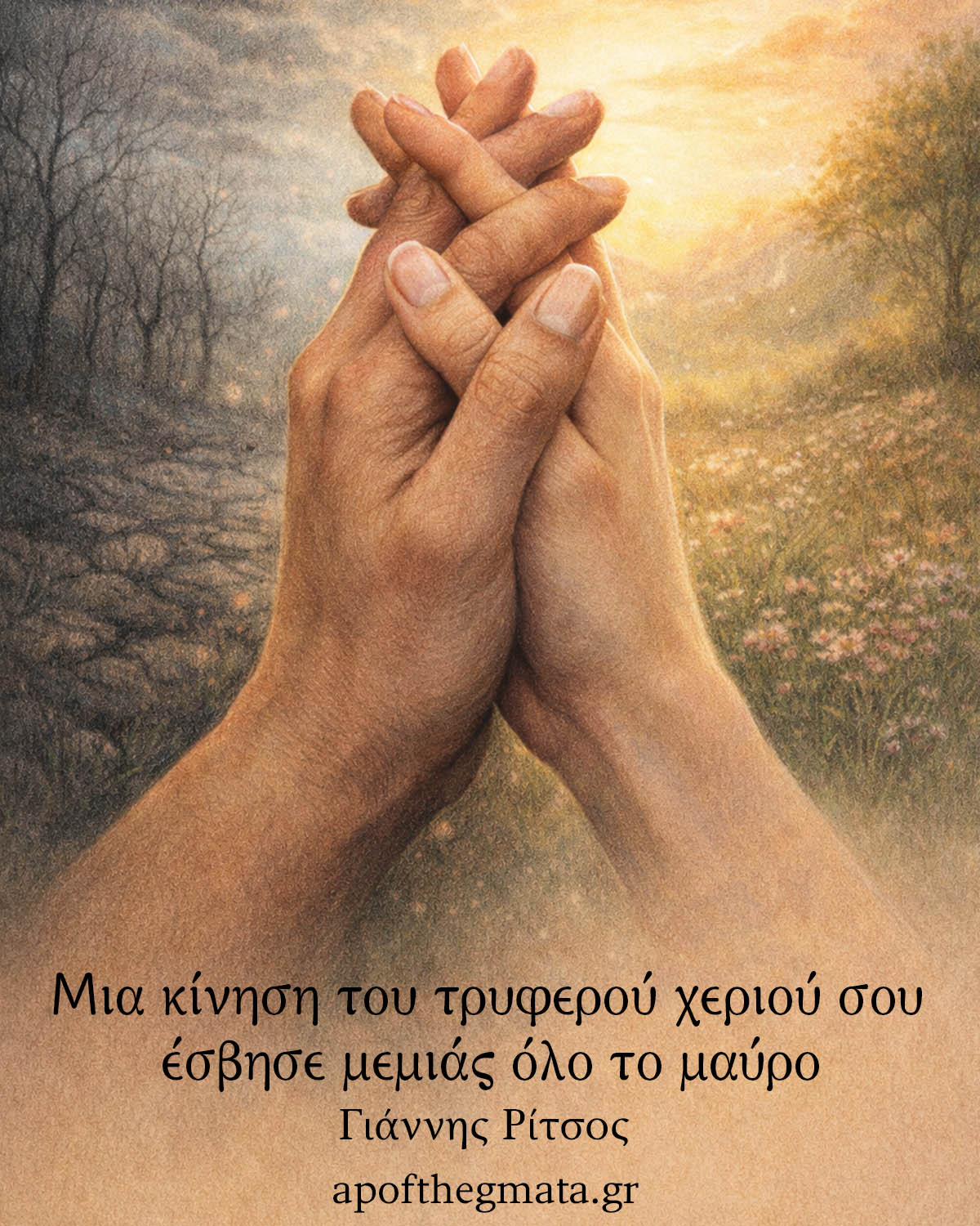 Μια κίνηση του τρυφερού χεριού σου έσβησε μεμιάς όλο το μαύρο - Γιάννης Ρίτσος