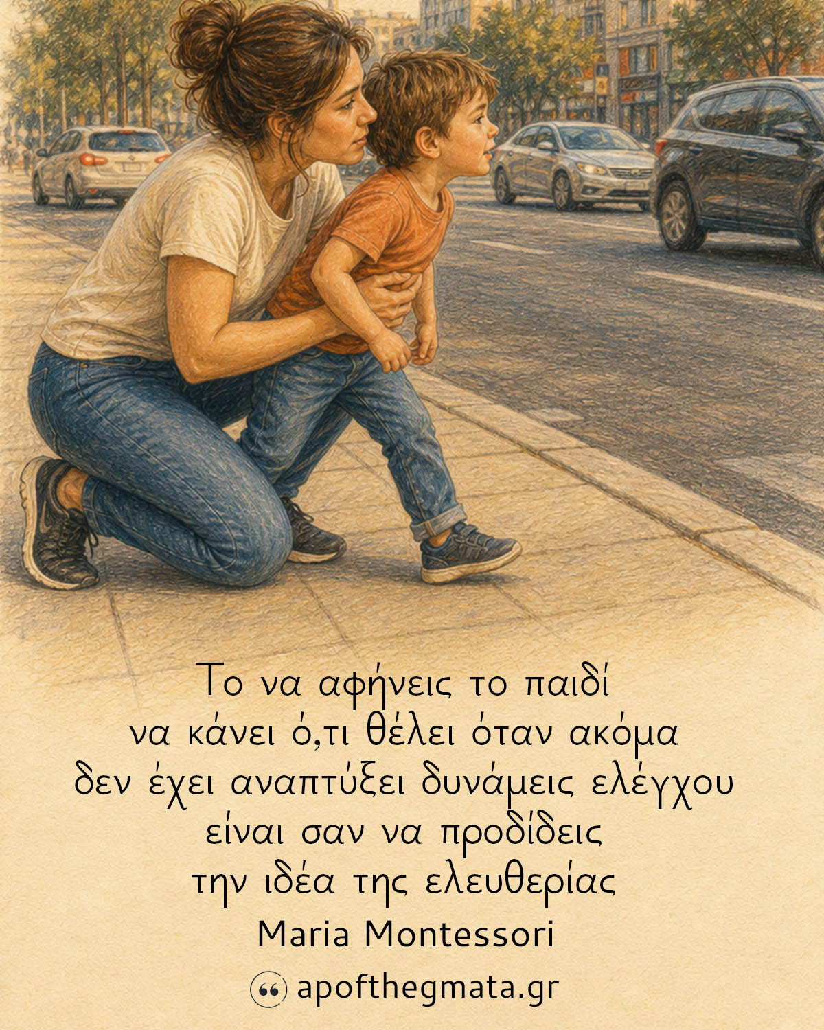 Το να αφήνεις το παιδί να κάνει ό,τι θέλει όταν ακόμα δεν έχει αναπτύξει δυνάμεις ελέγχου είναι σαν να προδίδεις την ιδέα της ελευθερίας - Maria Montessori