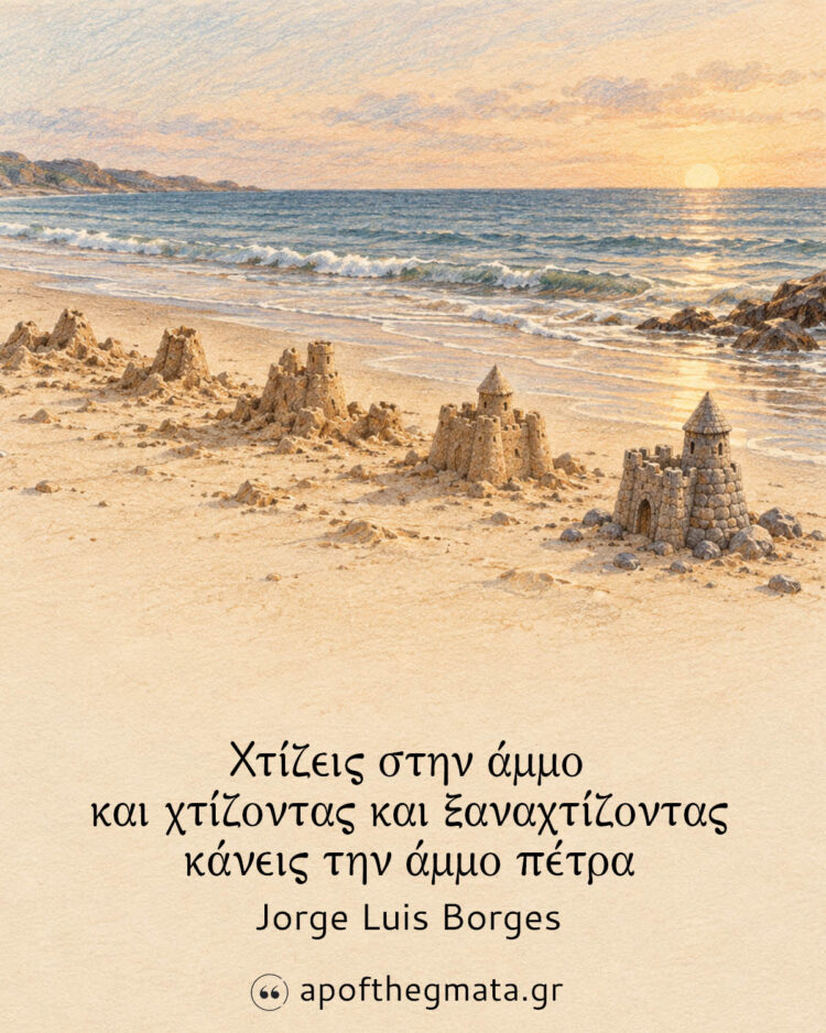 Χτίζεις στην άμμο και χτίζοντας και ξαναχτίζοντας κάνεις την άμμο πέτρα - Jorge Luis Borges