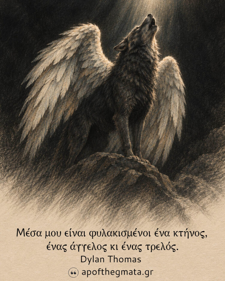 Μέσα μου είναι φυλακισμένοι ένα κτήνος, ένας άγγελος κι ένας τρελός - Dylan Thomas